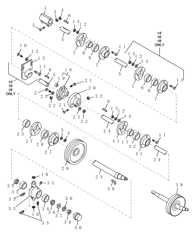 Схема запчастей Case IH HDX161 - (016) - CUTTERBAR SHAFT, LH (WOBBLE ASSEMBLY) (58) - ATTACHMENTS/HEADERS