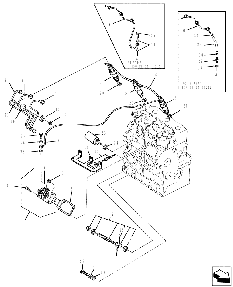 Схема запчастей Case IH D35 - (01.13.01) - FUEL INJECTION PUMP & LINES (01) - ENGINE