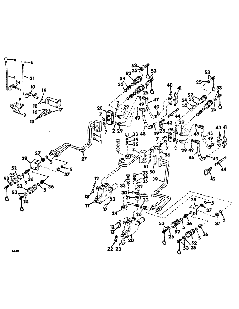 Схема запчастей Case IH 756 - (F-19) - HYDRAULICS SYSTEM, AUXILIARY VALVES AND TUBES (07) - HYDRAULIC SYSTEM