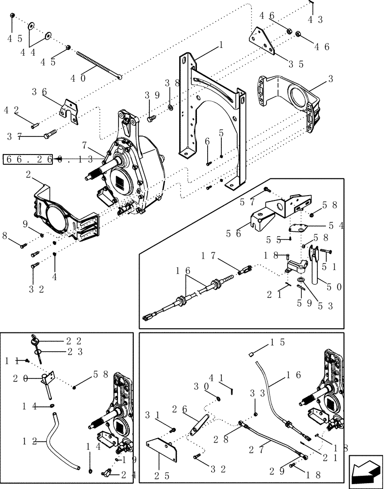 Схема запчастей Case IH 2588 - (66.260.07) - ROTOR DRIVE - GEARBOX MOUNTING (66) - THRESHING