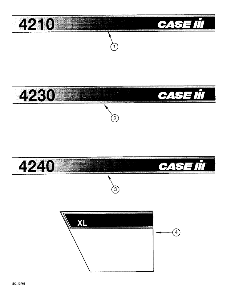 Схема запчастей Case IH 4240 - (9-112) - DECALS, MODEL DESIGNATION STRIPES, TRACTOR WITHOUT CAB (09) - CHASSIS/ATTACHMENTS