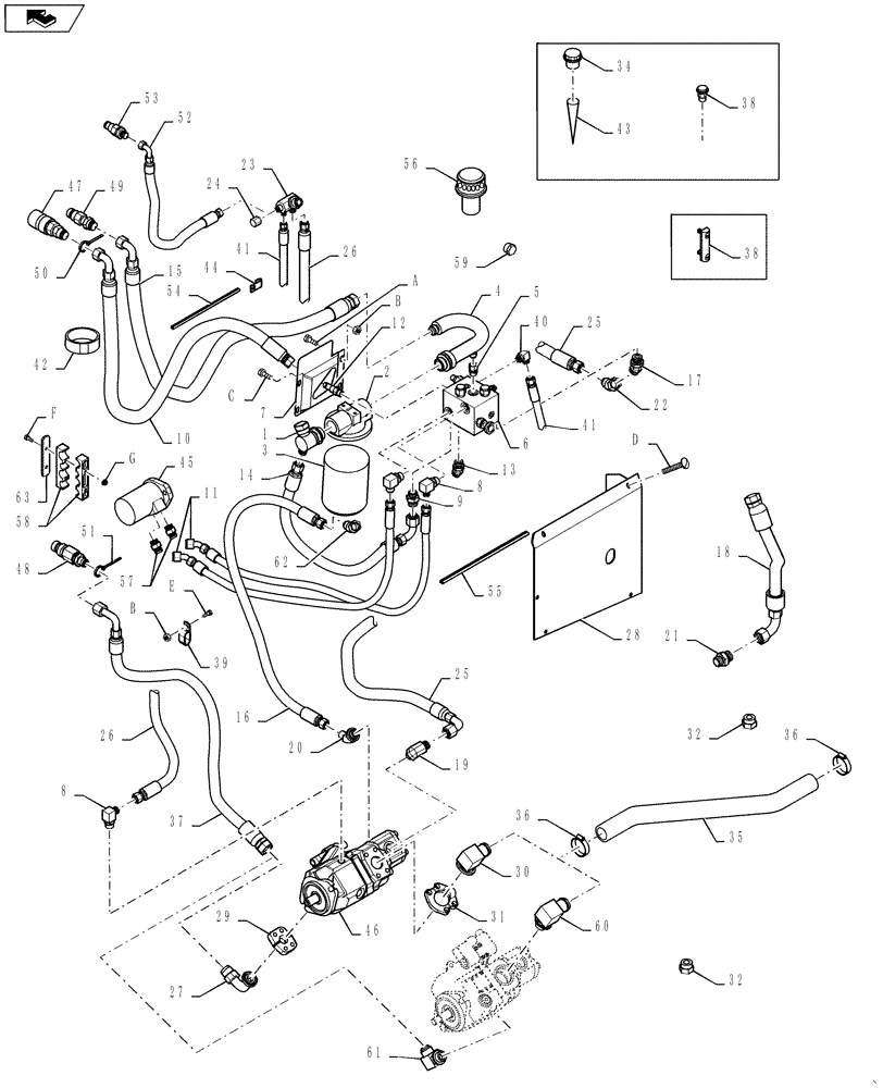 Схема запчастей Case IH 2152 - (09-57) - ADAPTER HYDRAULICS 