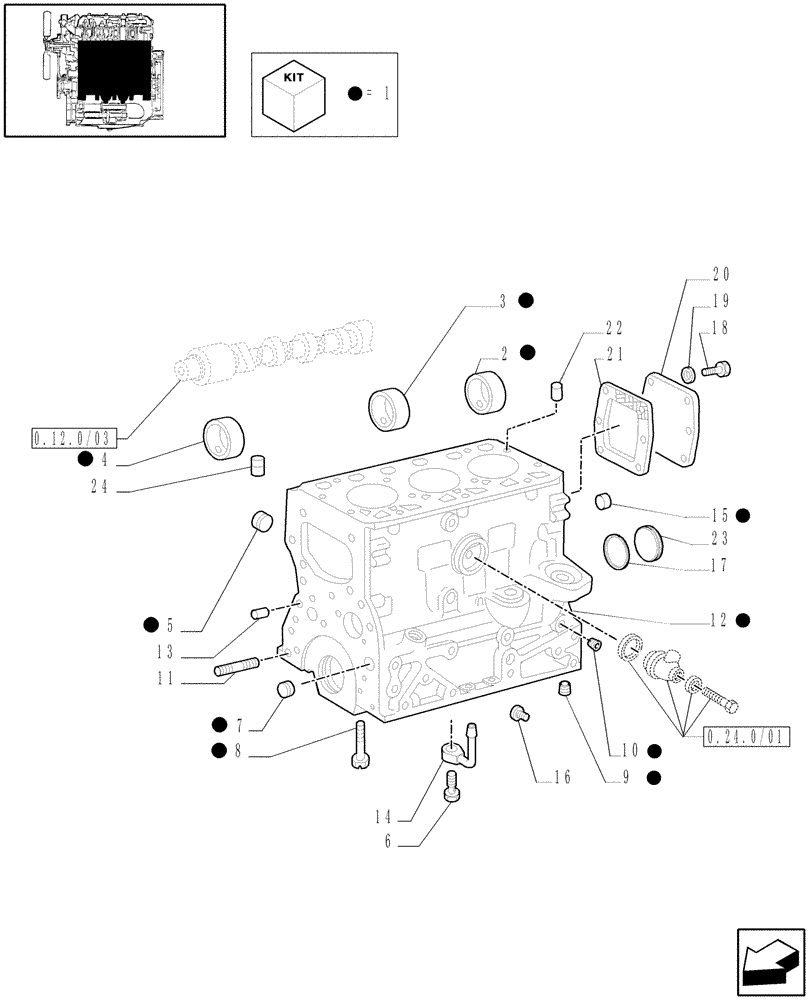 Схема запчастей Case IH JX90 - (0.04.0/04) - (VAR.319-747) TTF ENGINE TIER2 - CRANKCASE (01) - ENGINE
