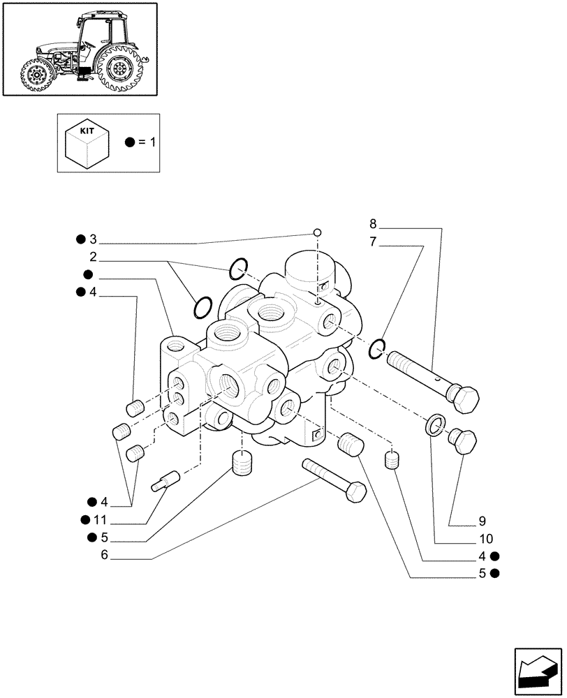 Схема запчастей Case IH JX1085C - (1.33.2/06[02]) - (VAR.838-839) FRONT PTO LIFT - CAPS AND SOLENOID VALVE (04) - FRONT AXLE & STEERING