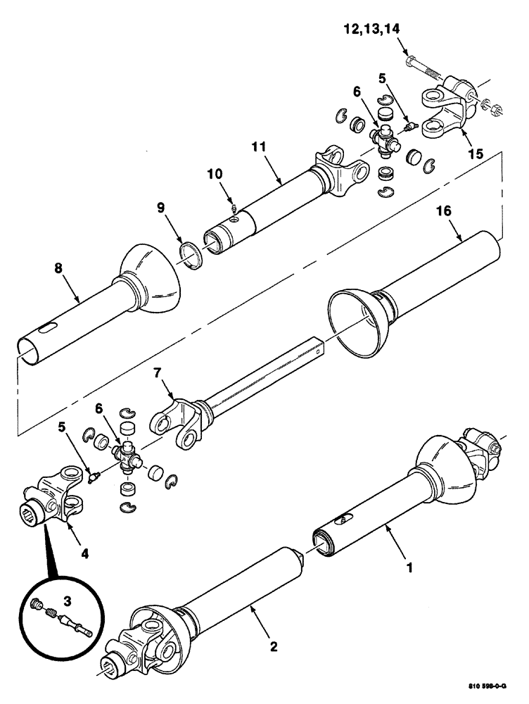 Схема запчастей Case IH 8420 - (02-02) - IMPLEMENT DRIVELINE ASSEMBLY (METAL SHIELDS) Driveline