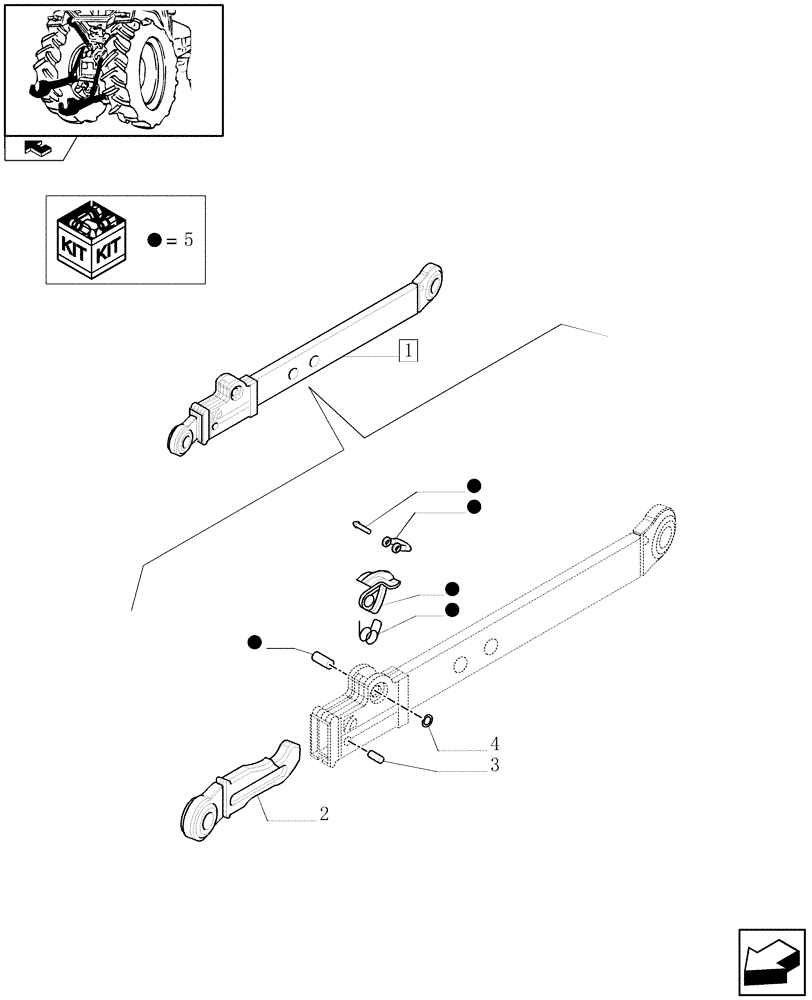 Схема запчастей Case IH FARMALL 105U - (1.89.6/04B) - 3 POINT LINKAGE WITH CAT.2 FLEXIBLE ENDS FOR EDC - TELESCOPIC ARM - BREAKDOWN (09) - IMPLEMENT LIFT