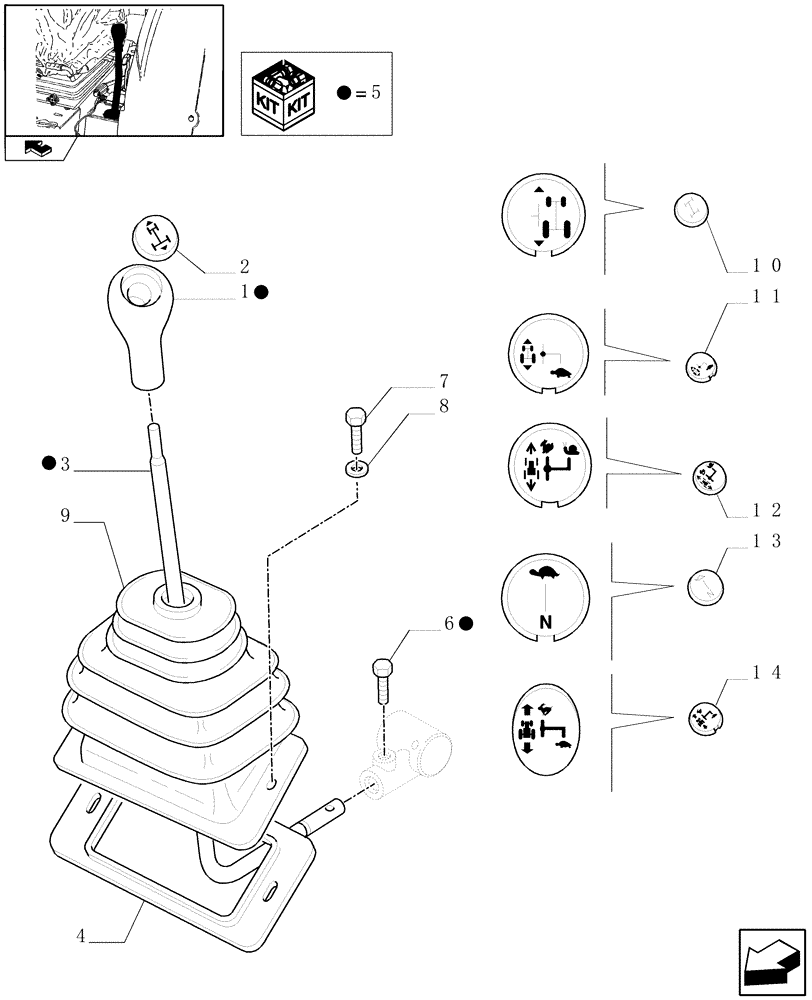 Схема запчастей Case IH FARMALL 85N - (1.92.34[02A]) - REVERSER CONTROL LEVER - W/CAB - D6359 (10) - OPERATORS PLATFORM/CAB