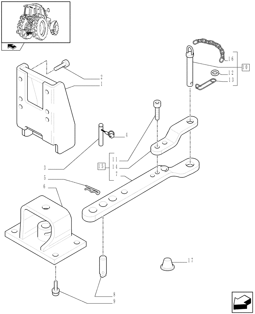 Схема запчастей Case IH PUMA 165 - (1.89.0/03) - (VAR.839) INDIPENDENT SWINGING DRAWBAR - NASO - WITH CLEVIS (09) - IMPLEMENT LIFT