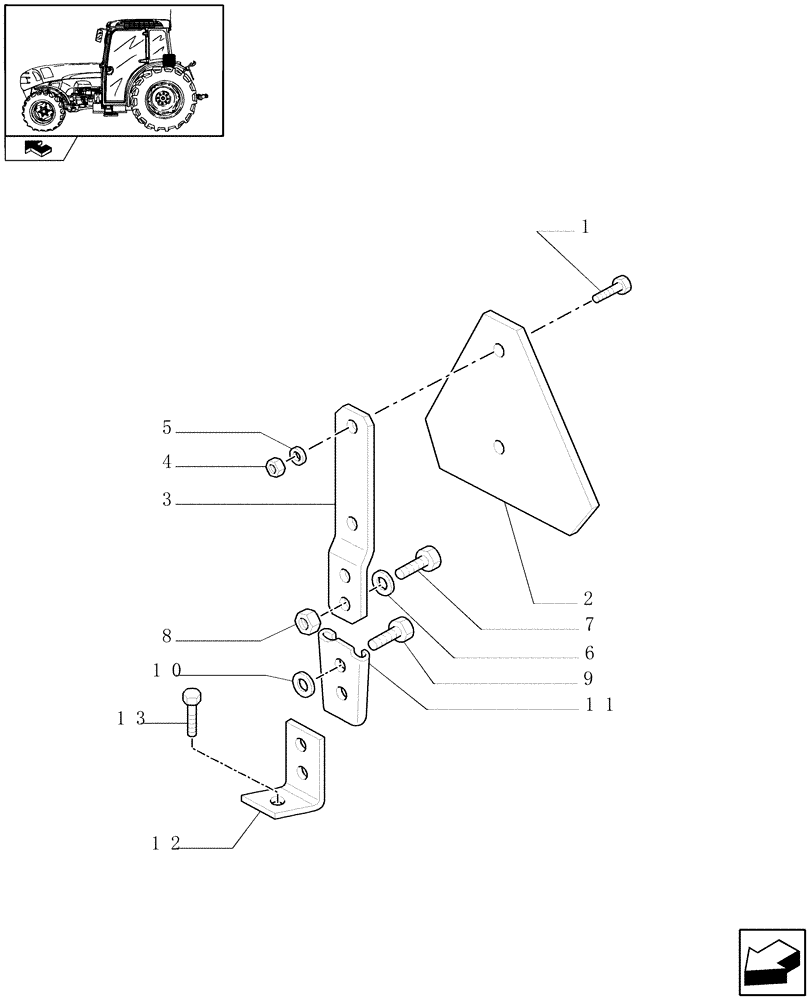 Схема запчастей Case IH FARMALL 75N - (1.75.6/01) - SMV EMBLEM WITH SUPPORT (VAR.331964) (06) - ELECTRICAL SYSTEMS