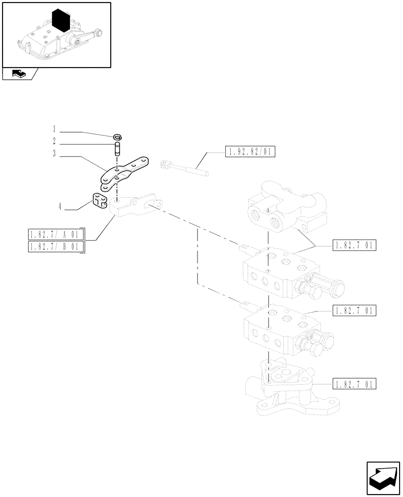 Схема запчастей Case IH FARMALL 85N - (1.82.7[02]) - 2 REAR REMOTES FOR MDC - RELATED PARTS (07) - HYDRAULIC SYSTEM