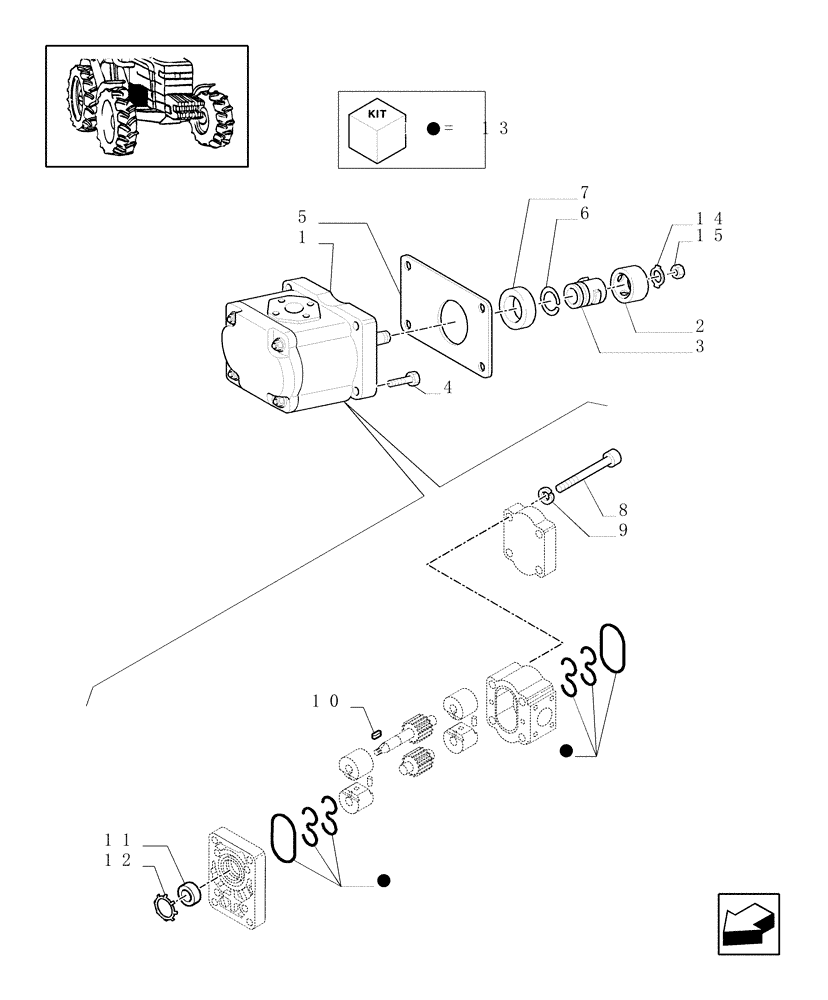 Схема запчастей Case IH JX70U - (1.82.3) - HYDRAULIC PUMP - PARTS (07) - HYDRAULIC SYSTEM