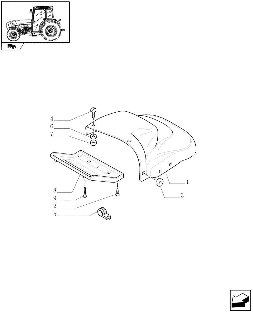 Схема запчастей Case IH FARMALL 75N - (1.92.87/04) - REAR MUDGUARDS (10) - OPERATORS PLATFORM/CAB