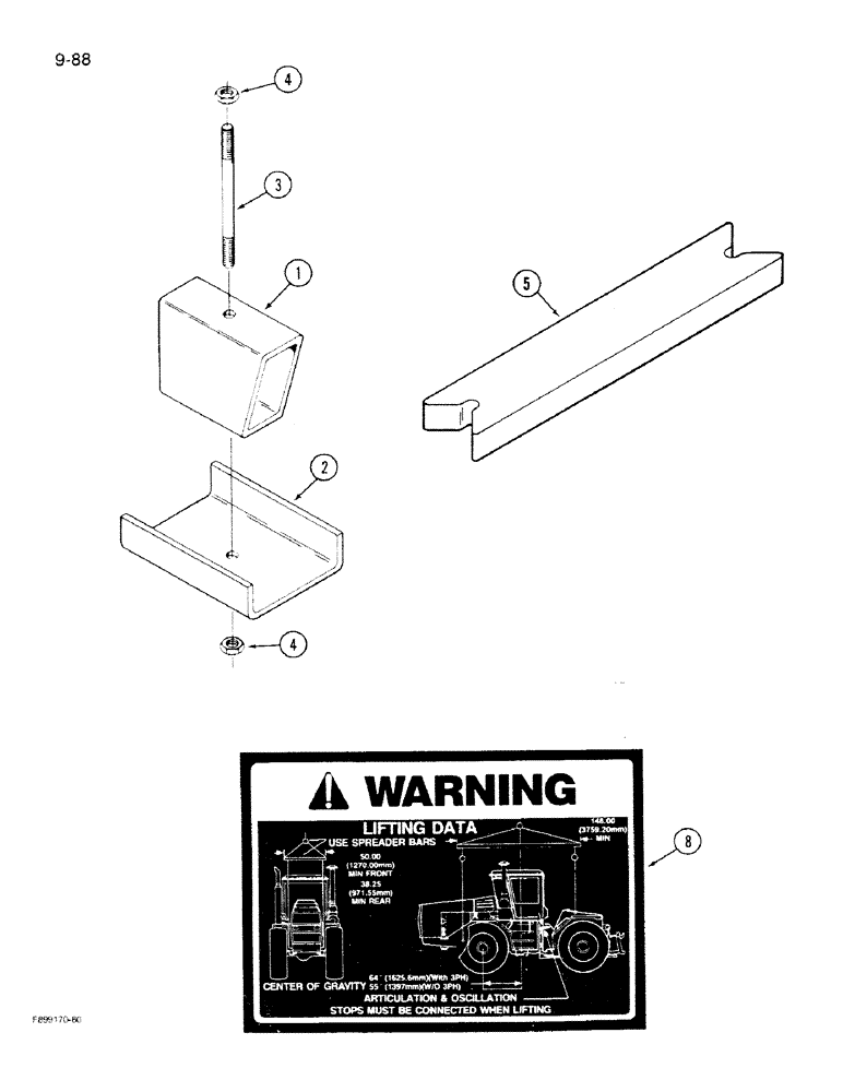 Схема запчастей Case IH 9270 - (9-88) - SHIPPING AND LIFTING ACCESSORIES (09) - CHASSIS/ATTACHMENTS