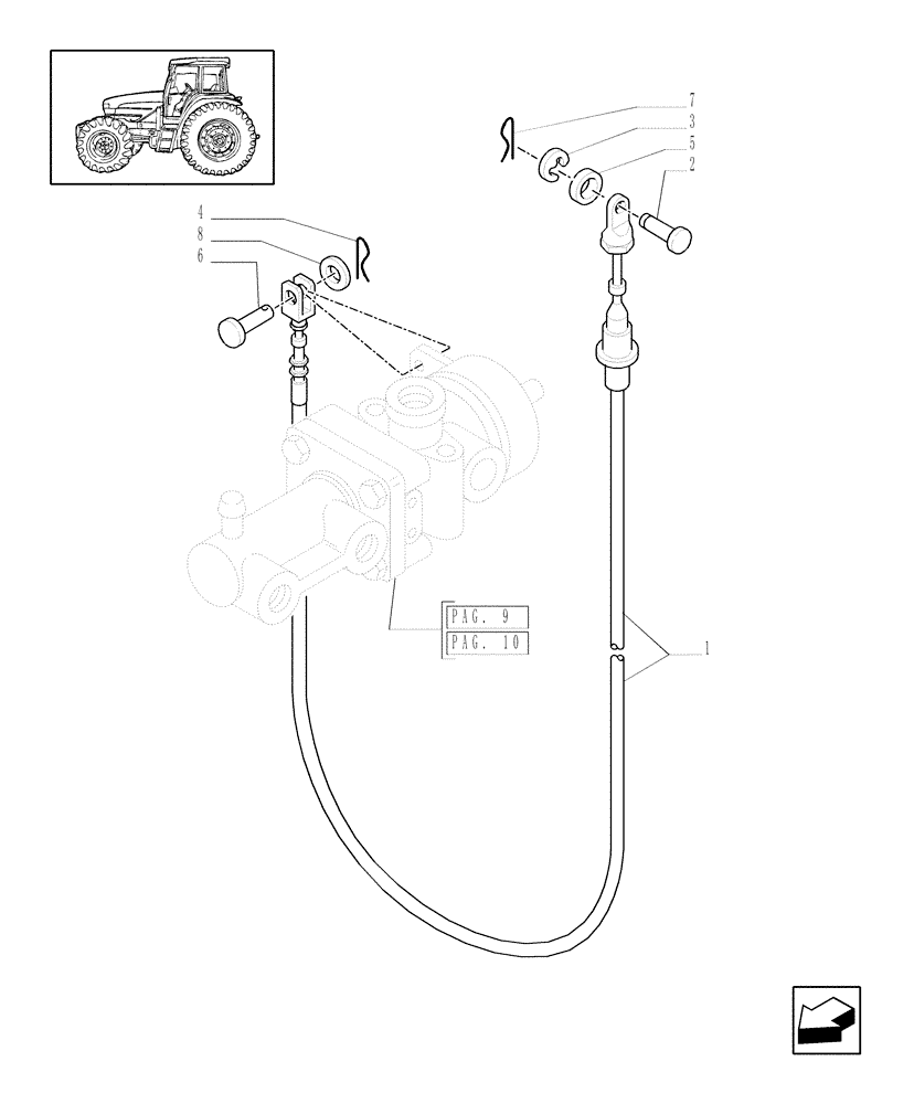 Схема запчастей Case IH MXM155 - (1.68.6[07]) - (VAR.178) TRAILER AIR BRAKE UK - AIR BRAKE CABLE (05) - REAR AXLE