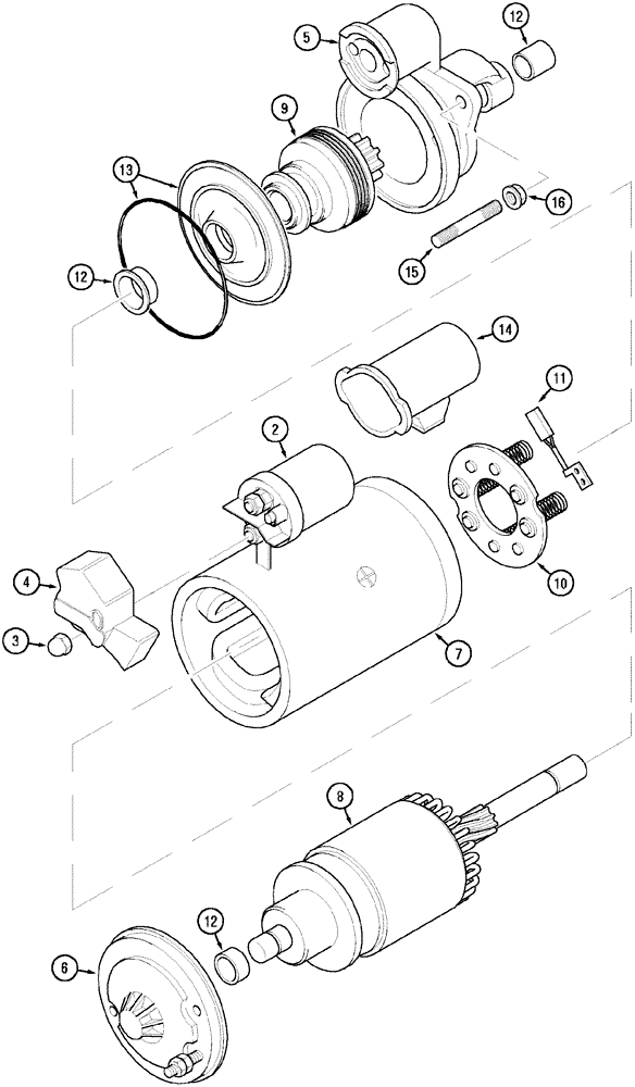 Схема запчастей Case IH C60 - (04-14) - STARTER MOTOR (04) - ELECTRICAL SYSTEMS