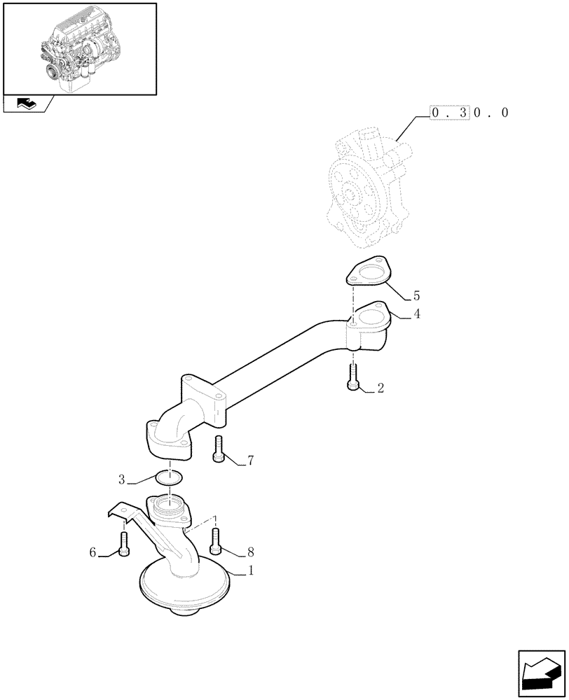 Схема запчастей Case IH F3AE0684P E909 - (0.30.5) - OIL PUMP PIPING (500387388) 