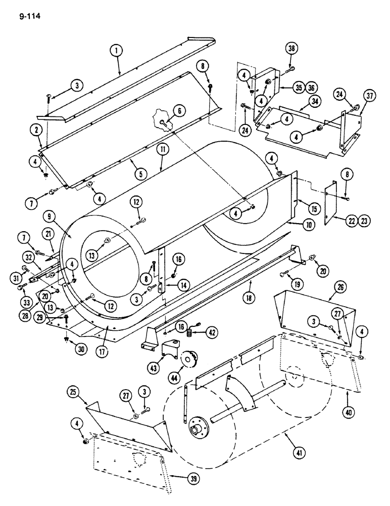 Схема запчастей Case IH 1620 - (9-114) - CLEANING FAN SHIELDS (15) - BEATER & CLEANING FANS