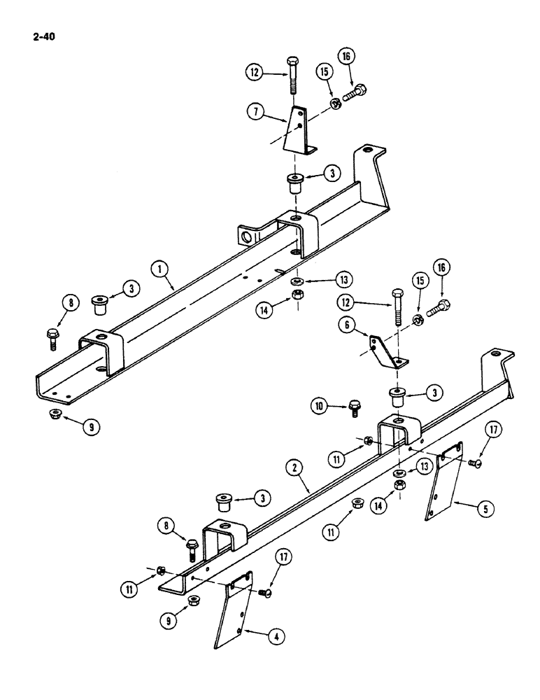 Схема запчастей Case IH 1620 - (2-040) - ENGINE RAILS AND SUPPORTS (01) - ENGINE