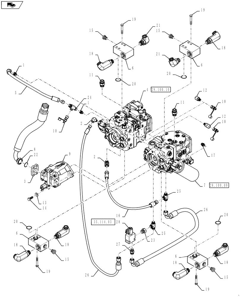 Схема запчастей Case IH 3230 - (29.100.08[01]) - HYDROSTATIC PUMP GROUP, BSN YCT032640 (29) - HYDROSTATIC DRIVE