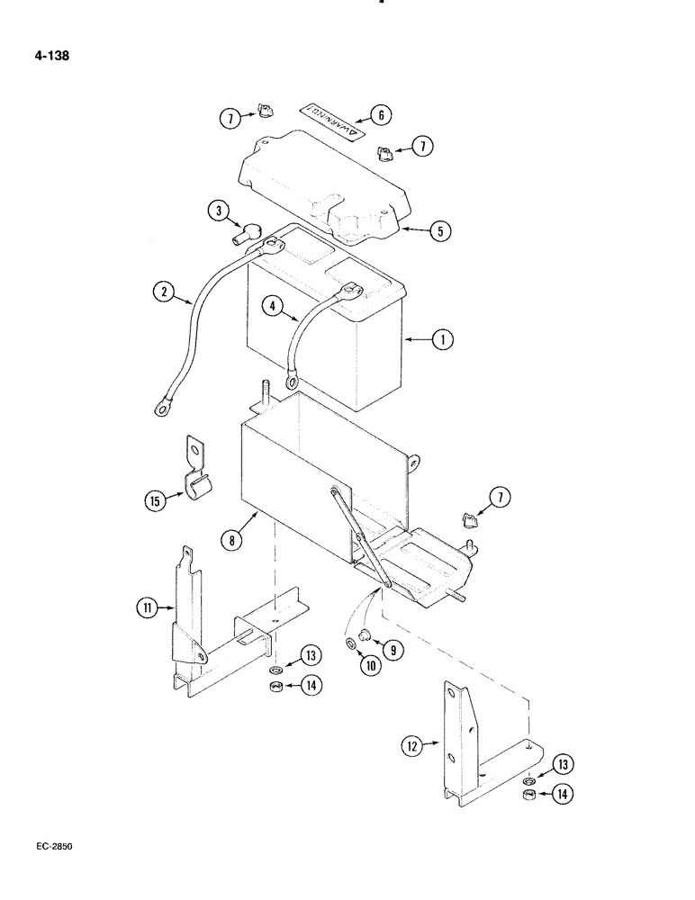 Схема запчастей Case IH 885 - (4-138) - BATTERY, CABLES AND BOX (04) - ELECTRICAL SYSTEMS