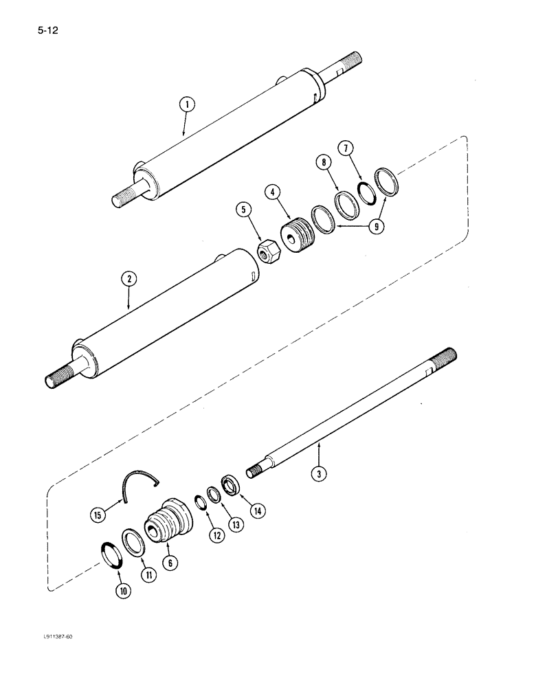 Схема запчастей Case IH 1640 - (5-12) - STEERING CYLINDER ASSEMBLY, COMBINE WITHOUT POWER GUIDE AXLE (04) - STEERING