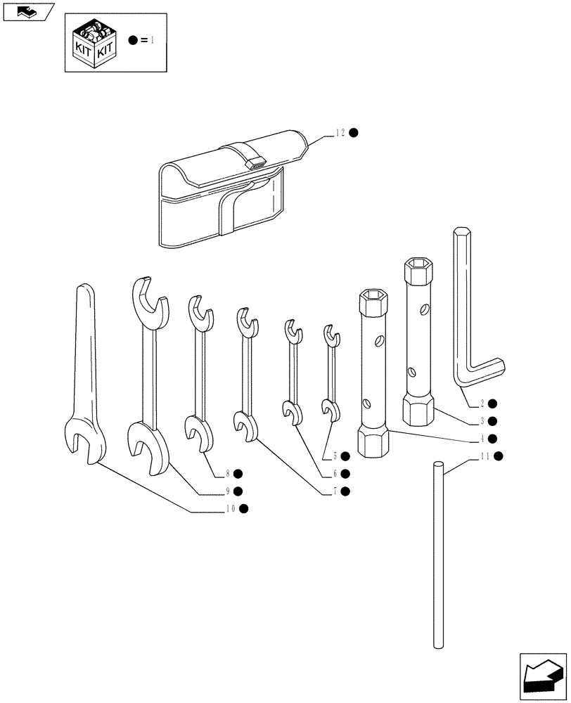 Схема запчастей Case IH PUMA 170 - (88.100.0101) - SET OF TOOLS (VAR.743435) (88) - ACCESSORIES