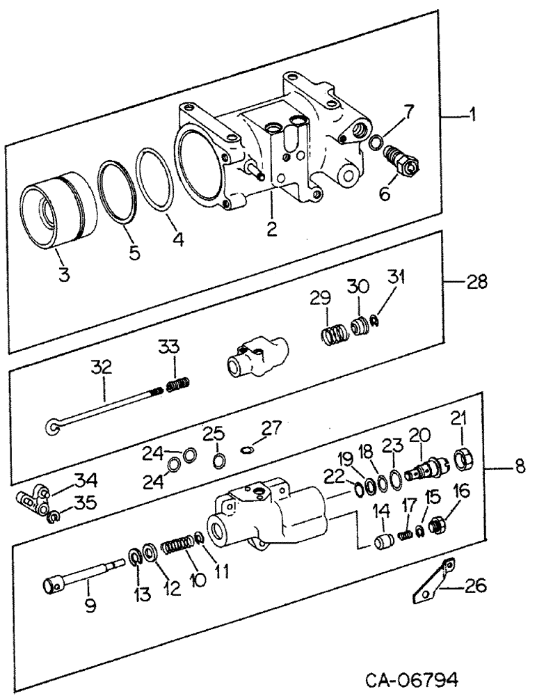 Схема запчастей Case IH 5288 - (10-52) - HYDRAULICS, DRAFT CONTROL CYLINDER AND VALVE (07) - HYDRAULICS