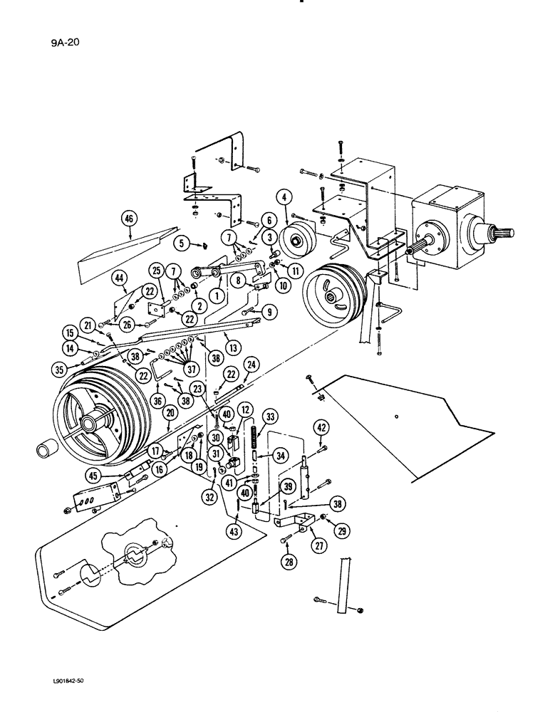 Схема запчастей Case IH 1620 - (9A-20) - FEEDER DRIVE, WITH ROCK TRAP (13) - FEEDER