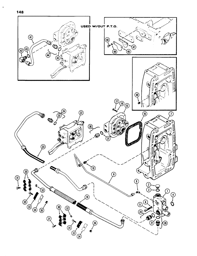 Схема запчастей Case IH 1170 - (148) - HYDRAULIC SYSTEM, WITH P.T.O. (08) - HYDRAULICS