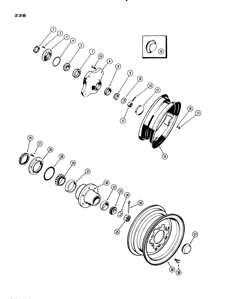 Схема запчастей Case IH 730 SERIES - (238) - CAST AND STAMPED FRONT WHEEL (05) - STEERING