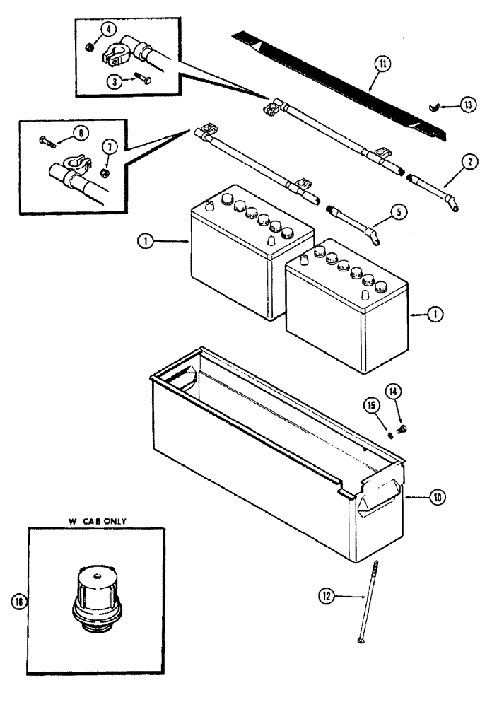 Схема запчастей Case IH 1370 - (060) - BATTERY, CABLES, BATTERY BOX, 504BDT, DIESEL ENGINE (04) - ELECTRICAL SYSTEMS