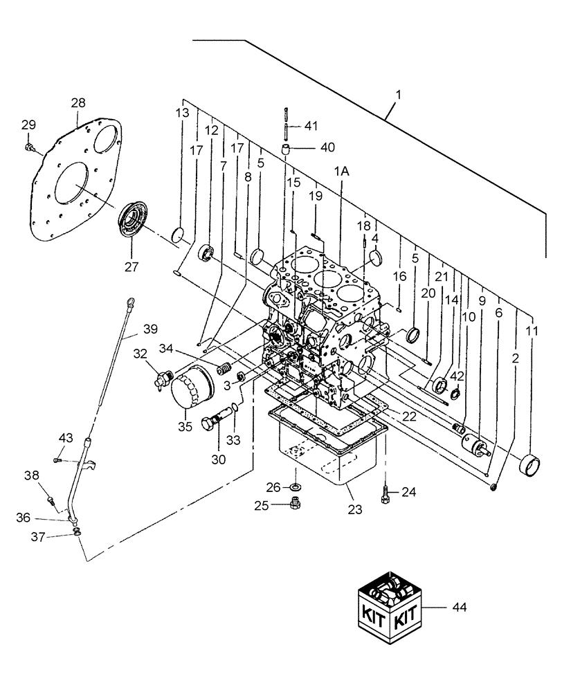 Схема запчастей Case IH DX18E - (01.01) - CYLINDER BLOCK (01) - ENGINE