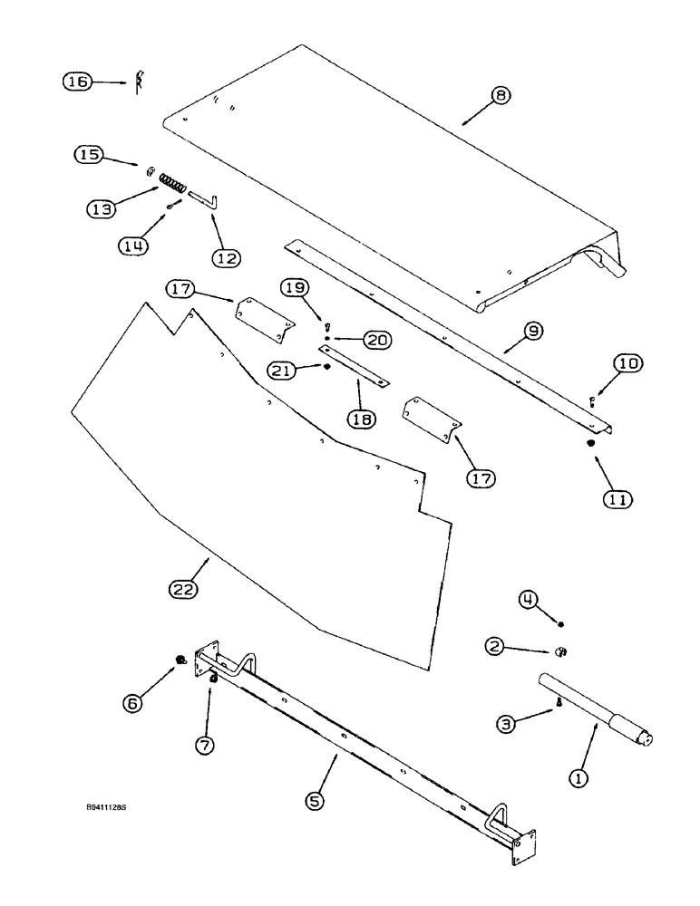 Схема запчастей Case IH 1688 - (9D-20) - CLEANING SHOE DOOR AND SHIELD, MODELS WITH STRAW AND CHAFF SPREADER (16) - GRAIN ELEVATORS & AUGERS