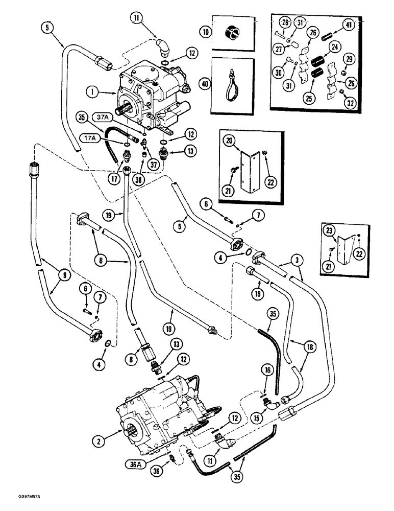 Схема запчастей Case IH 1660 - (6-10) - HYDROSTATIC PUMP AND MOTOR SYSTEM, TWO SPEED, PRIOR TO P.I.N JJC0041567 (03) - POWER TRAIN