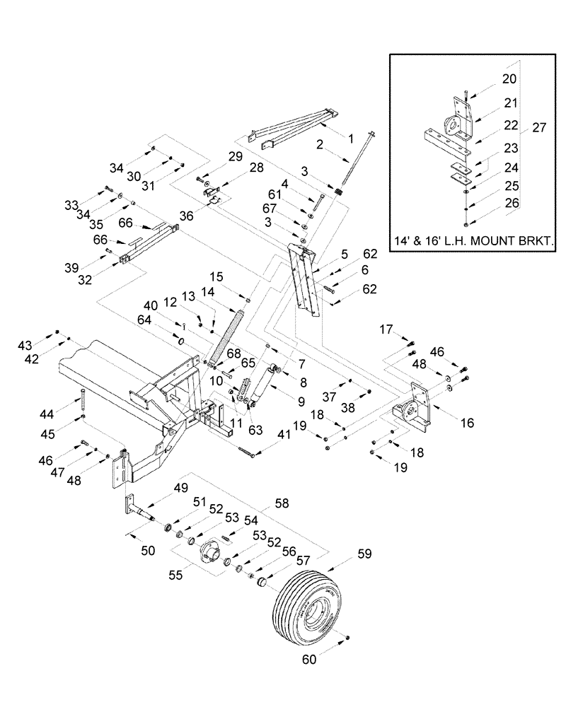 Схема запчастей Case IH 2016 - (20.28[01]) - MAIN FRAME, RAKE TYPE, BPIN PMN003045 [PNP002010] (39) - FRAMES AND BALLASTING