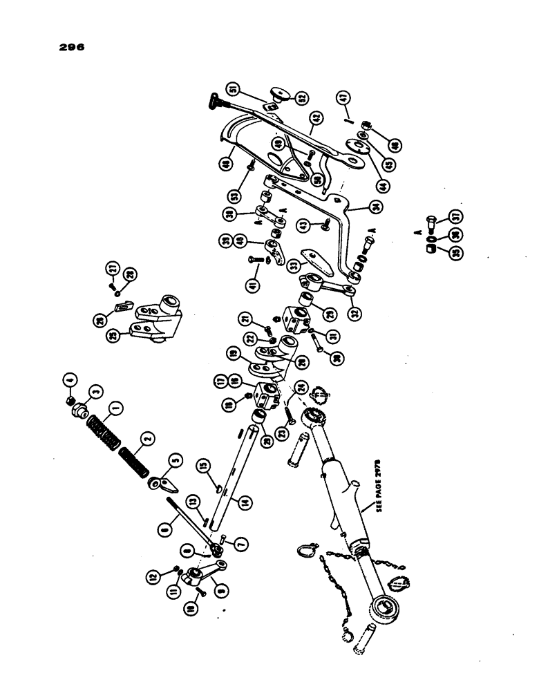 Схема запчастей Case IH 430 - (296) - SENSING LINKAGE, GENERAL PURPOSE, DRAFT-O-MATIC TRACTOR, PRIOR TO S/N 8262800 (06) - POWER TRAIN