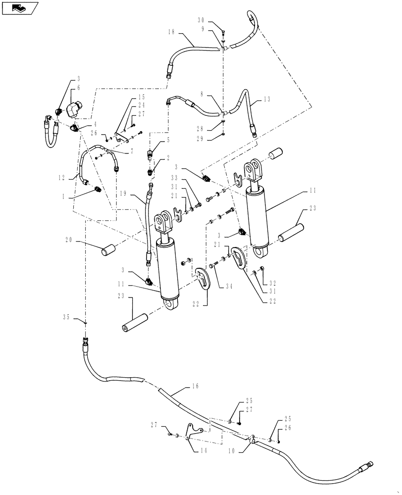 Схема запчастей Case IH QUADTRAC 450 - (35.120.08) - THREE POINT HITCH - HYDRAULIC PLUMBING (35) - HYDRAULIC SYSTEMS