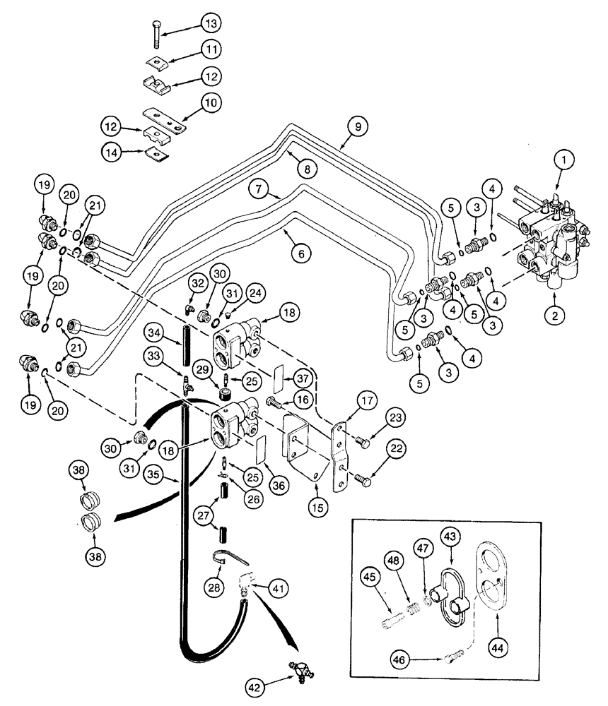 Схема запчастей Case IH 7210 - (8-044) - FIRST AND SECOND CIRCUIT REMOTE HYDRAULICS (08) - HYDRAULICS