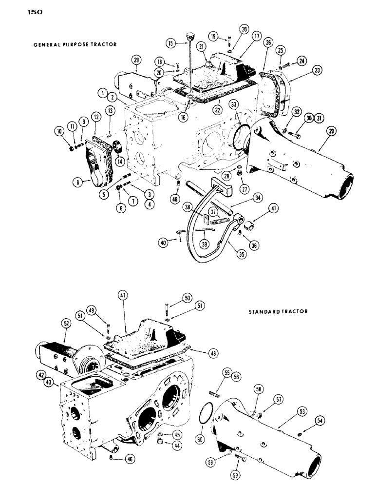 Схема запчастей Case IH 430 - (150) - TRANSMISSION CASE AND AXLE HOUSINGS (06) - POWER TRAIN