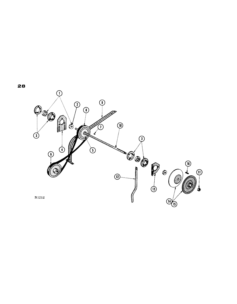 Схема запчастей Case IH 1660 - (028) - DRAPER PICKUP, PICKUP DRIVE JACKSHAFT (58) - ATTACHMENTS/HEADERS