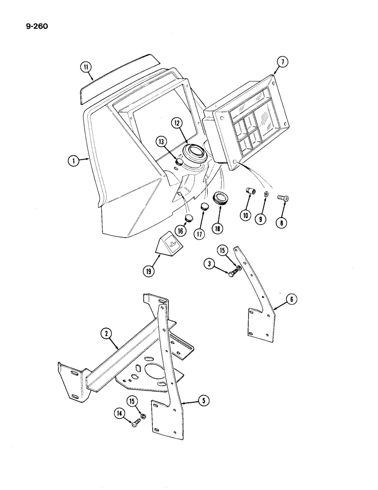 Схема запчастей Case IH 1194 - (9-260) - INSTRUMENT PANEL AND SUPPORTS, TRACTORS WITHOUT CAB (09) - CHASSIS/ATTACHMENTS