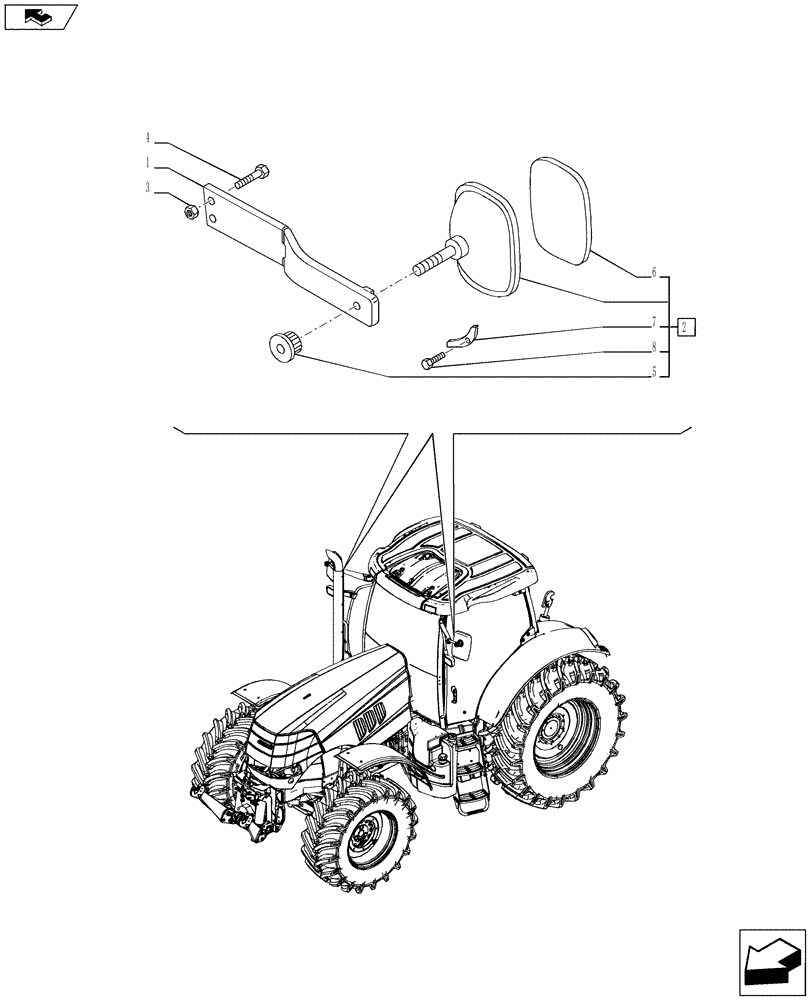 Схема запчастей Case IH PUMA 200 - (90.118.0102) - SHATTERPROOF REAR VIEW MIRROR - FIXED EXTERNAL REAR VIEW MIRRORS (VAR.729053) (90) - PLATFORM, CAB, BODYWORK AND DECALS