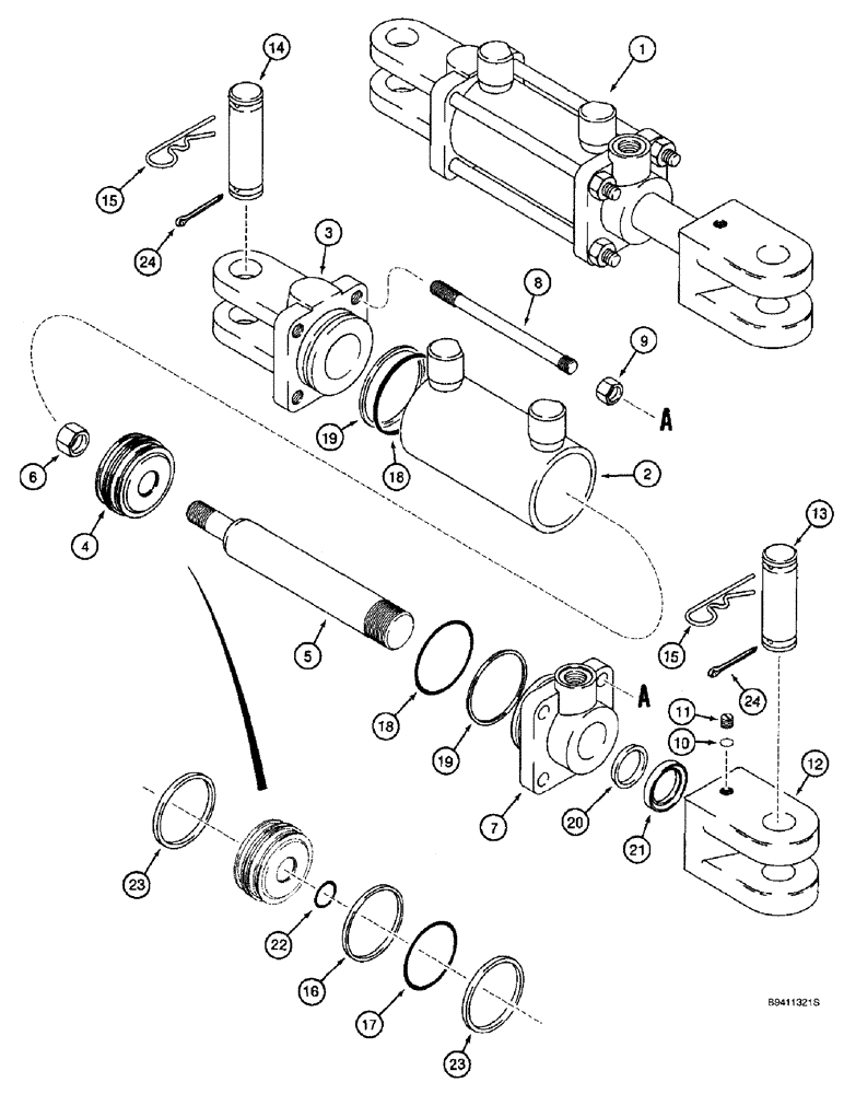 Схема запчастей Case IH 2166 - (8-66) - FIELD TRACKER TILT CYLINDER ASSEMBLY - 100267A1 (07) - HYDRAULICS