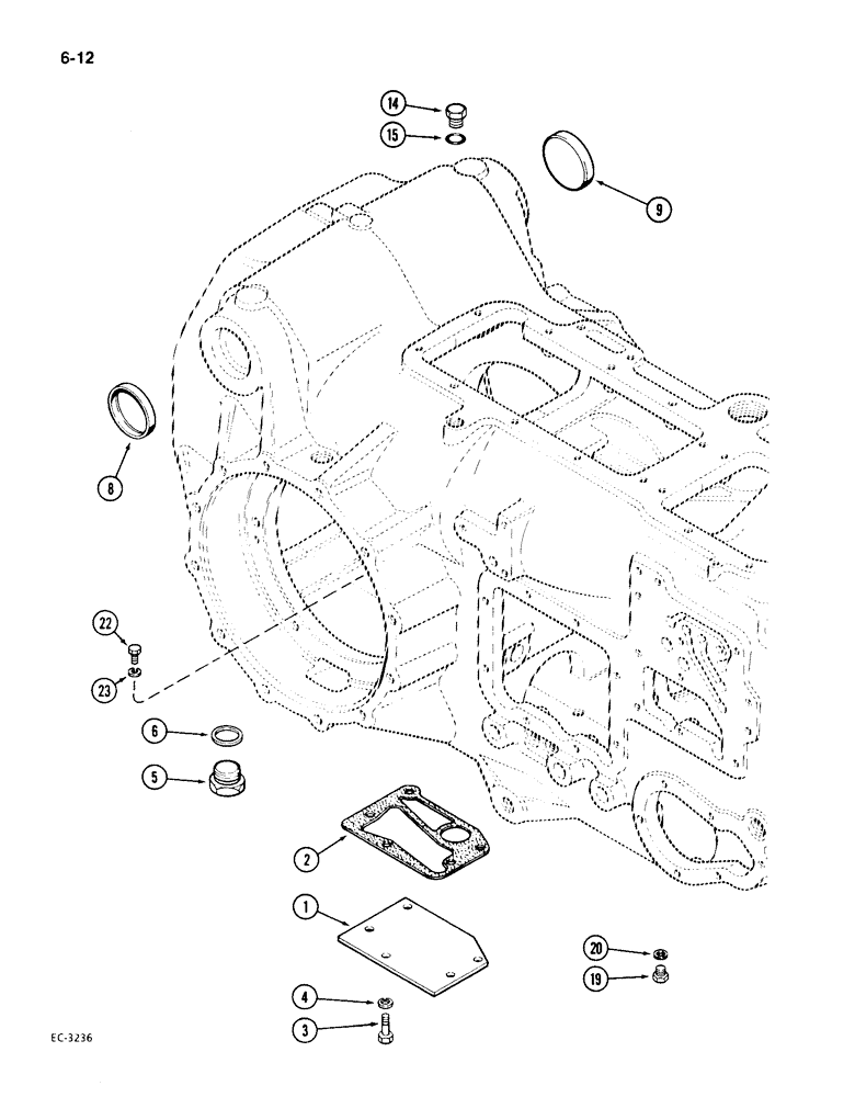 Схема запчастей Case IH 1896 - (6-12) - TRANSMISSION HOUSING COVERS AND PLUGS, TRACTORS WITHOUT HITCH (06) - POWER TRAIN