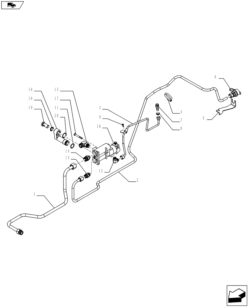 Схема запчастей Case IH FARMALL 75C - (33.220.01) - HYDRAULIC TRAILER BRAKE - PIPES AND BRAKE VALVE - ISO (VAR.330370-333370 / 743516) (33) - BRAKES & CONTROLS