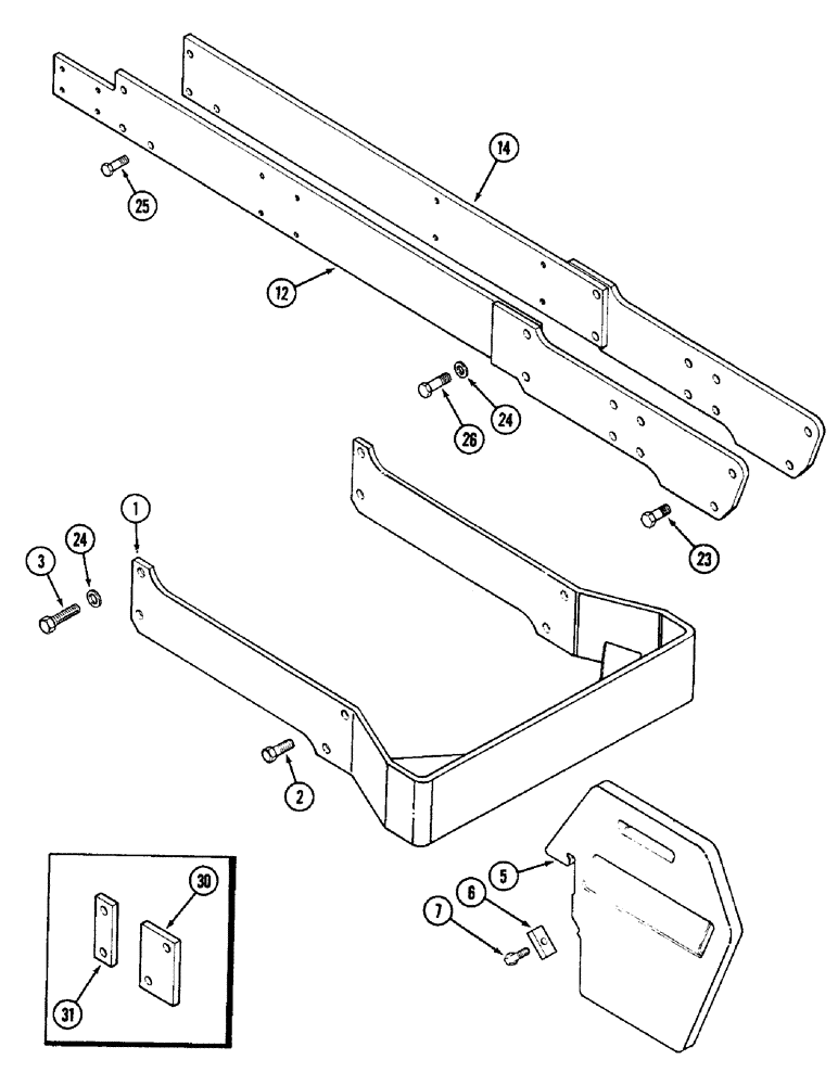 Схема запчастей Case IH 2090 - (9-498) - WEIGHT SUPPORT FRAME AND SIDE RAILS, WITH 24-3/16 INCH (614 MM) INSIDE WIDTH OF WEIGHT SUPPORT FRAME (09) - CHASSIS/ATTACHMENTS