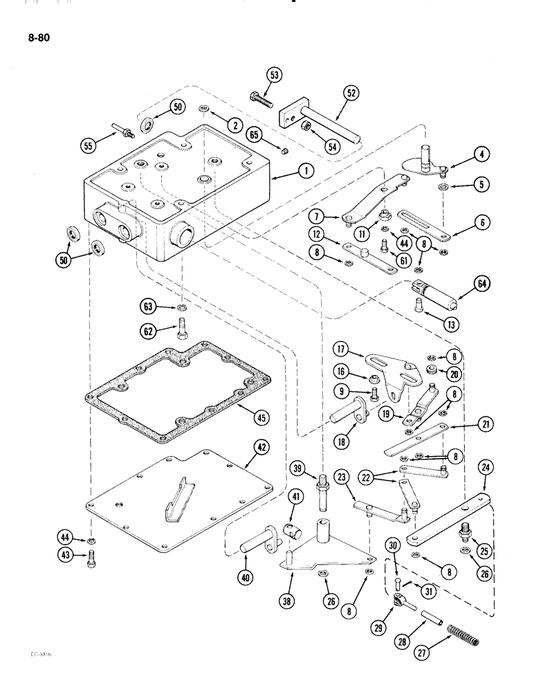 Схема запчастей Case IH 2096 - (8-080) - DRAFT CONTROL SENSING LINKAGE HOUSING (08) - HYDRAULICS