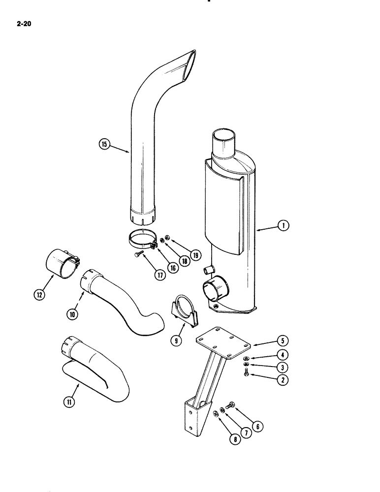 Схема запчастей Case IH 2294 - (2-020) - EXHAUST MUFFLER, 504BDT DIESEL ENGINE (02) - ENGINE