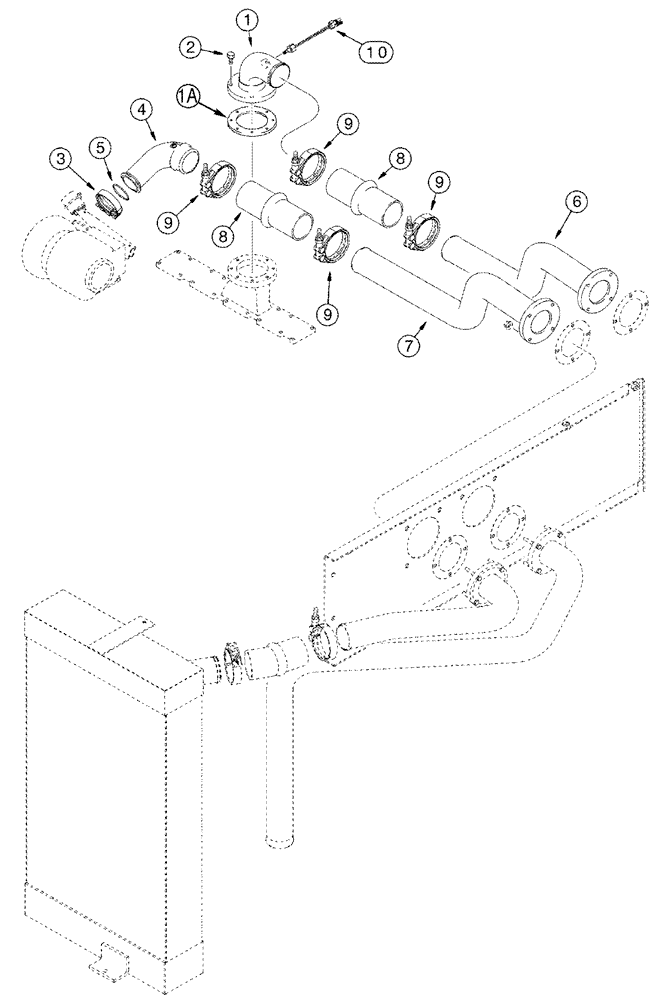 Схема запчастей Case IH 2388 - (02-15) - INTAKE SYSTEM, CHARGE AIR COOLER - BSN JJC0273000 (01) - ENGINE