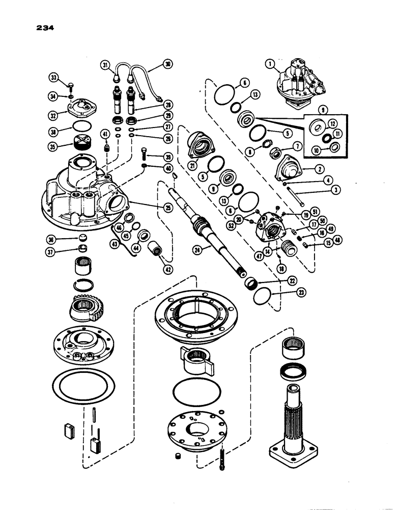 Схема запчастей Case IH 530 - (234) - POWER STEERING GEAR PARTS, GENERAL PURPOSE S/N 8191147 AND AFTER, PRIOR TO S/N 8262800 (05) - STEERING